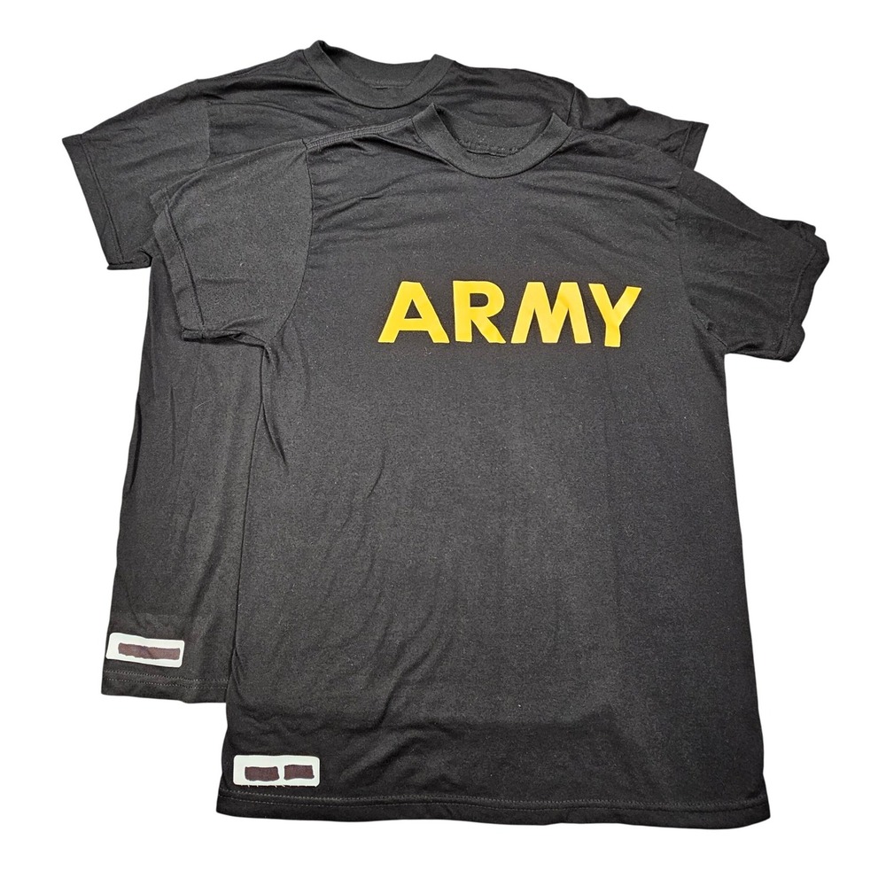 US Military Army Physical Fitness Uniform APFU Shirt Black M SS - Lot of 2 EUC